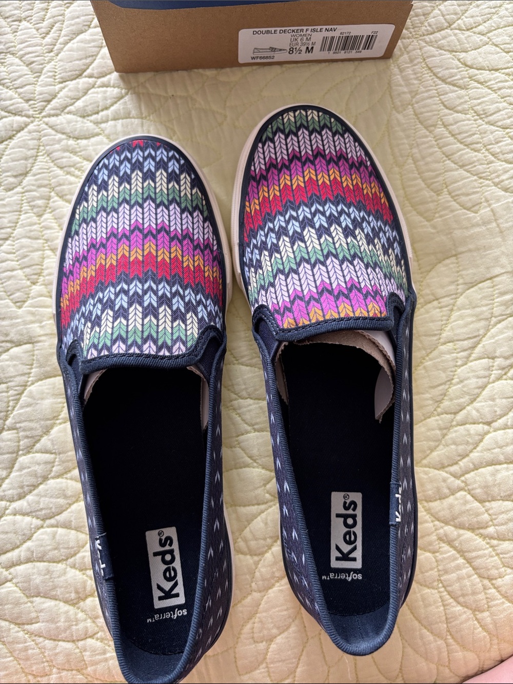 Keds Slip-On Sneakers in Navy with Multicolor Knit